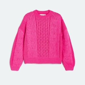 Ryan Cable Knit Crew Neck Sweater | RD Style | Pink | Size Large